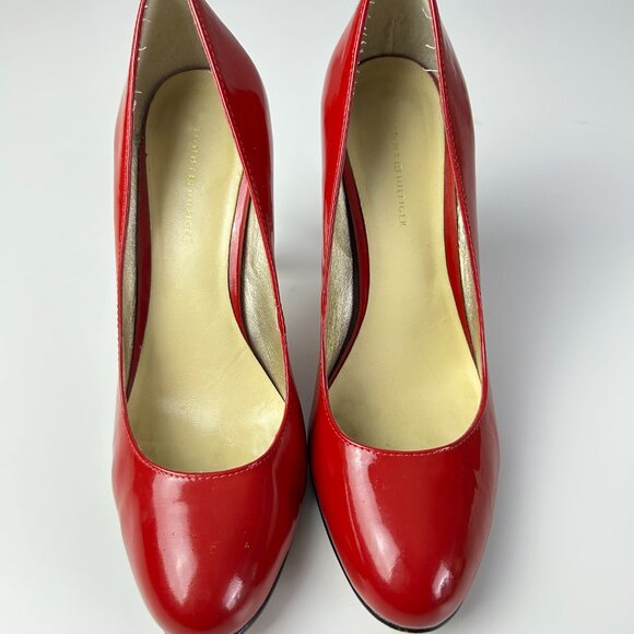Tommy Hilfiger Red Almond Toe Patent Leather Stiletto Pumps Women's Size 8.5 - Picture 9 of 16